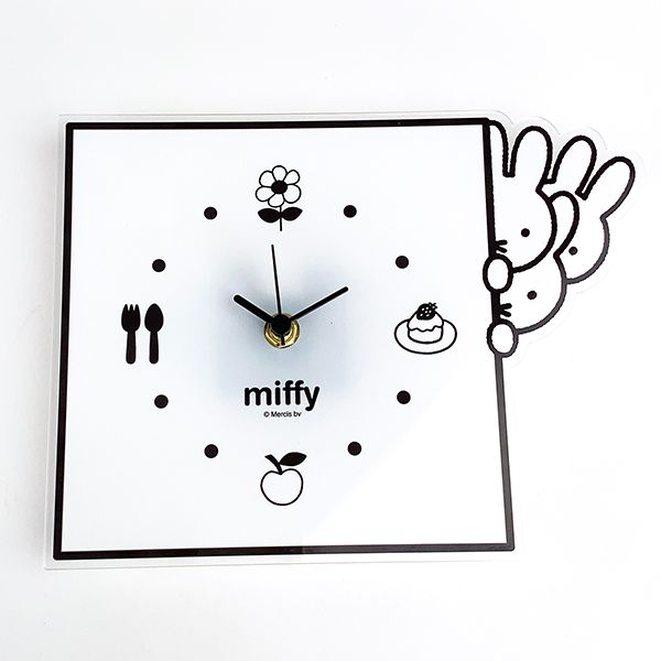 ミッフィー グッズ MIFFY インテリアクロック のぞき WH モノクロ 時計(PWOR)