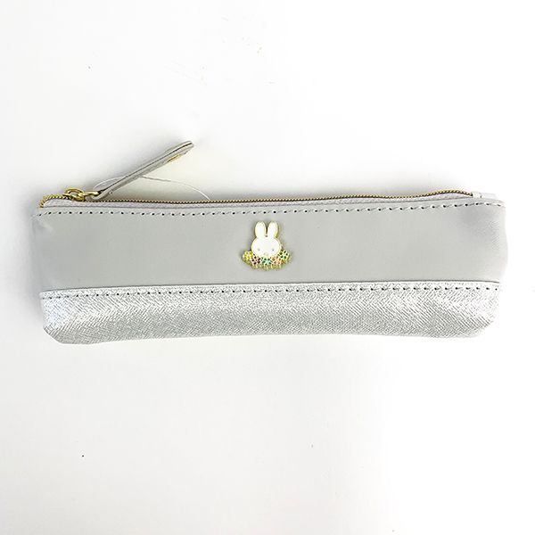 ミッフィー miffy 細ペンケース WH お花チャーム ミッフィー 筆箱 ペンポーチ 文房具 ケース グッズ ホワイト (MCOR)のサムネイル
