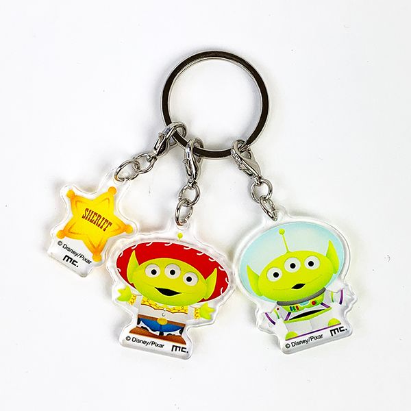 ディズニー エイリアン 3連キーホルダー 保安官バッジ エイリアン ストラップ Disney トイストーリー グリーン (MCOR)のサムネイル
