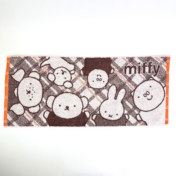 西川 フェイスタオル ミッフィー miffy フレンズチェック フェイスタオル ブラウン 34×80cm 日本製 西川