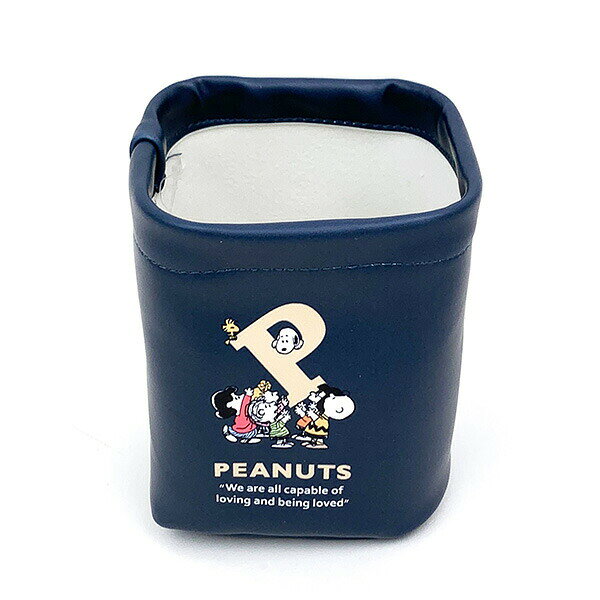 スヌーピー 合皮バスケット ネイビー 小物入れ 化粧品入れ オシャレ インテリア