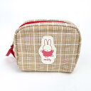 ミッフィー miffy レトロチェック ポーチ ブラウン 小物入れ