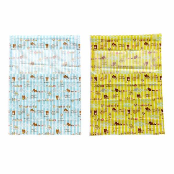 リラックマ 圧縮袋 ペタコ（2枚入り） ストライプブルー＆イエロー 旅行グッズの商品画像 2