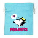スヌーピー 帽子 サガラ刺繍巾着 (ライトブルー) ポーチ SNOOPY(3)