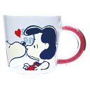 スヌーピー ビーズインハンドルガラスマグ KISS(ピンク) コップ SNOOPY