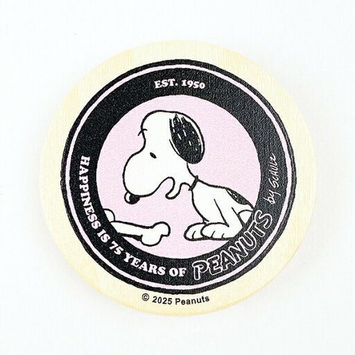 スヌーピー 丸型木のマグネット ピンク PEANUTS 75th SNOOPY 日本製 スヌーピー 丸型木のマグネット ピンク PEANUTS 75th SNOOPY 日本製