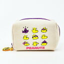 スヌーピー ウッドストック パフプリントミニポーチ アイボリー SNOOPY