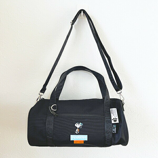 スヌーピー ショルダー付きロールボストンバッグ ブラック 2WAY RE-PET SNOOPY 送料込み