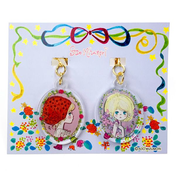 水森亜土 アクリルイヤリング フレーム 亜土ちゃん アクセサリー ギフト おしゃれ