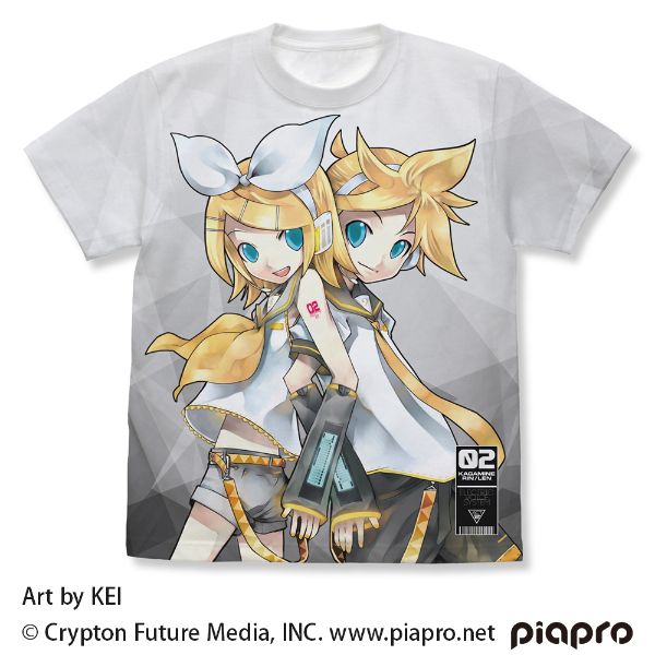 鏡音リン・レン フルグラフィック Tシャツ ホワイト Sサイズ 送料込み