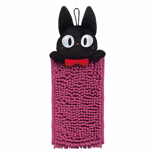 ジジとリボン もこもこ洗える お手ふき タオル ワインレッド 魔女の宅急便 スタジオジブリ