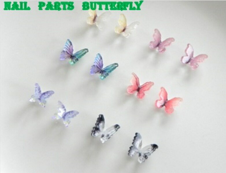 ☆樹脂製 ネイル パーツ チョウ 3個 ☆ 蝶 蝶々 チョウチョウ セルフネイル ジェイルネイル ネイルアート セルフネイル ネイルパーツ 3D デコ ...