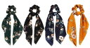 ☆ 可愛い ロングリボン シュシュ ☆ シュシュ ☆ ヘアゴム 髪飾り ヘアアクセサリー フラワー柄のシュシュ