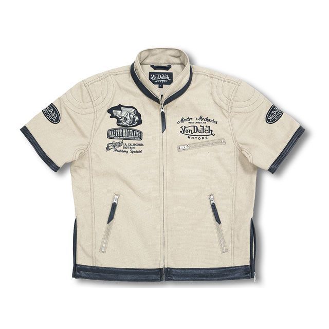 VonDutch VOM-S15 COTTON ZIP-SHIRT カラー：サンド サイズ：L VOM-S15 ボンダッチ カジュアルウェア バイク