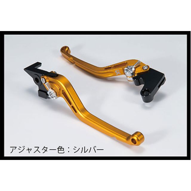 ユーカナヤ スタンダードタイプ アルミ削り出しビレットレバー（レバーカラー：マットゴールド） ニンジャ400R/ニンジャ400 カラー 調整アジャスター：マットシルバー KA045-026-0112-13