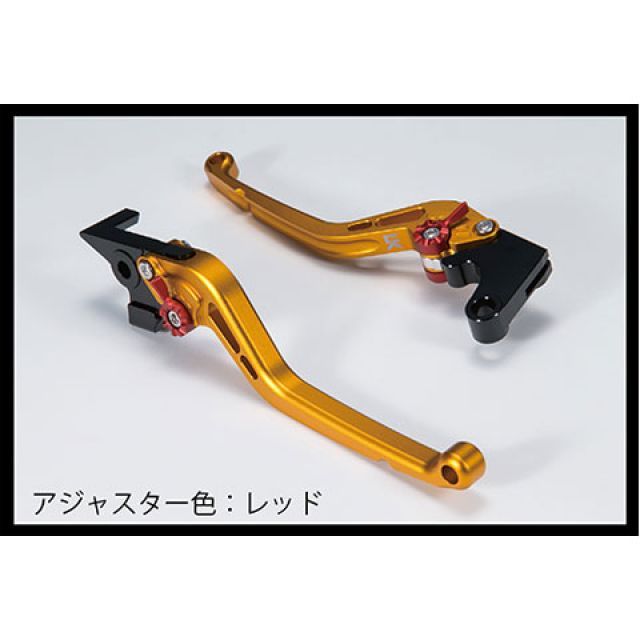 ユーカナヤ スタンダードタイプ アルミ削り出しビレットショートレバー 艶消しカラー（レバーカラー：マットゴールド） ZX-6R/ZX-6RR カラー 調整アジャスター：マットレッド KA027-043-0212-15