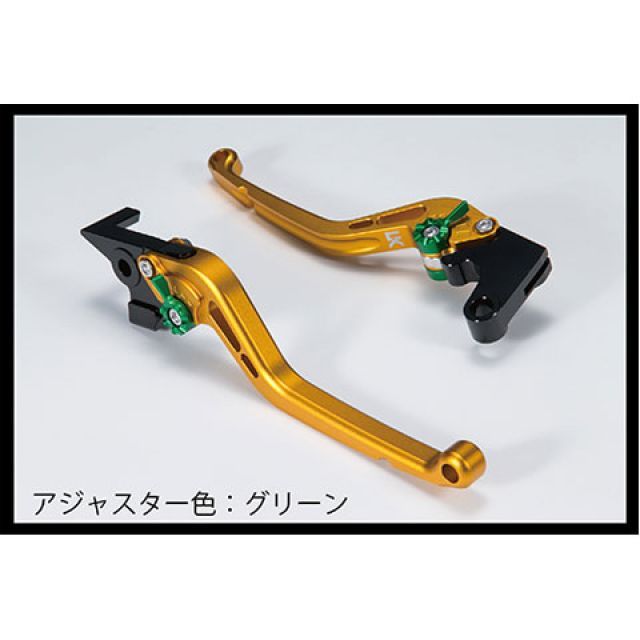 ユーカナヤ スタンダードタイプ アルミ削り出しビレットレバー（レバーカラー：マットゴールド） GSX1300Rハヤブサ カラー 調整アジャスター：マットグリーン SU011-022-0112-17