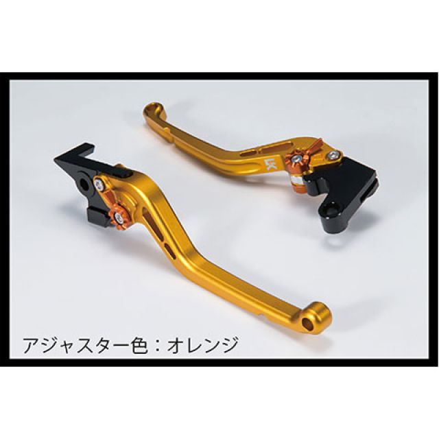 ユーカナヤ スタンダードタイプ アルミ削り出しビレットレバー（レバーカラー：マットゴールド） GSX1300Rハヤブサ カラー 調整アジャスター：マットオレンジ SU011-079-0112-18
