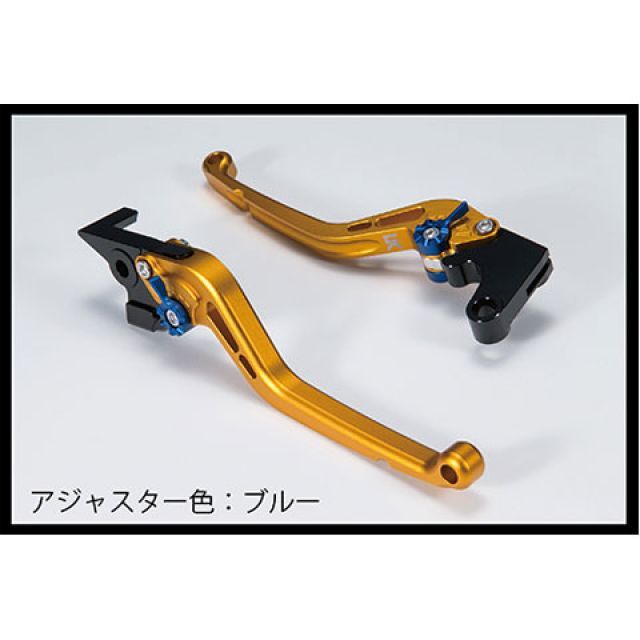 ユーカナヤ スタンダードタイプ アルミ削り出しビレットレバー（レバーカラー：マットゴールド） GSX-R750 カラー 調整アジャスター：マットブルー SU020-021-0112-14