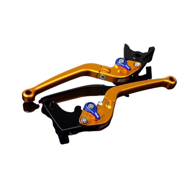 SPEEDRA アルミビレットアジャストレバーセット スタンダード可倒式（レバー本体：マットゴールド） アジャスター マットブルー LVAM027GD-BE
