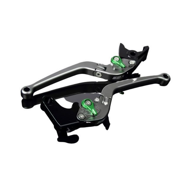 SPEEDRA アルミビレットアジャストレバーセット スタンダード可倒式（レバー本体：マットチタン） アジャスター マットグリーン LVAM069TM-GN