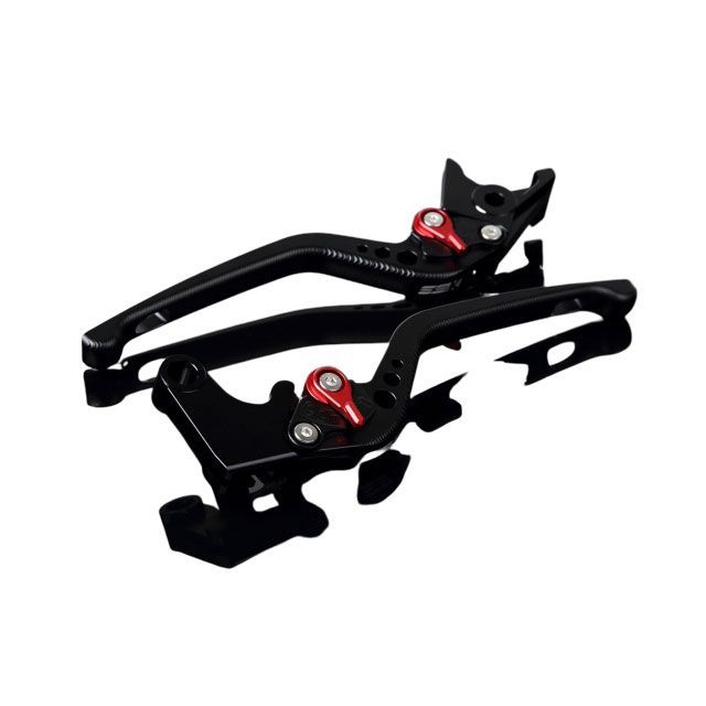 ●メーカー名：SPEEDRA(スピードラ)●商品名：アルミビレットアジャストレバーセット 3Dロング（レバー本体：マットブラック）●アジャスター マットレッド・アジャスター：マットブラックはこちら・アジャスター：マットシルバーはこちら・アジャスター：マットゴールドはこちら・アジャスター：マットチタンはこちら・アジャスター：マットブルーはこちら・アジャスター：マットグリーンはこちら●メーカー品番：LVEM044BK-RD●JANコード：4580540515517ブランド名が「SSK」から「SPEEDRA」へ変更となっております。ブランド名変更に伴い製品は順次、変更品へ切り替わる予定ですが、在庫状況により、しばらくの間は、現行品と変更品が混在するかと存じますが、ご理解、ご了承いただきますようお願い申し上げます。商品の保証は、メーカー保証書の内容に準じます。カラーレバー本体：マットブラック備考■レバー長さ：約172mm■高強度アルミニウム合金素材6061を精密加工したレバー本体にアルマイト処理を行うことにより高級感を与え、高精度を実現しました。■純正マスターシリンダー、クラッチレバーホルダーに装着できます。■握りやすい形状により操作に必要な力を低減。■6段階アジャスターにより最大約28mmまで調整が可能となっており、好みのレバー位置にセッティング可能ですので手の小さな女性でも快適な操作性を確保出来ます。■レバー前面部分には滑り止めの溝加工を施し、操作の安全性を高めます。■レバーエンド部に風圧を逃すスリット加工が施してあります。■商品を発送する際に補修部品のリストを同梱させていただいておりますので、破損や日焼け等があった場合の部品単位での販売も可能となっております。ご注意※取り付け車種により純正レバーに付属する部品をご使用いただく場合がございます。※レバー交換後は必ず異常が無いか確認を行ってください。※この商品は予告なしに価格や仕様を変更する場合がございます。写真注意※画像はイメージです。取付ブラケットの形状は実物と異なる場合があります。※モニターの環境等の理由により画像の色と実物の色が若干異なって見える場合がございます。※掲載画像はイメージです。実際の商品とは色味や仕様が異なる場合がございます。メーカー車種年式型式・フレームNo.その他ヤマハYZF-R12015-2018※商品掲載時の適合情報です。年式が新しい車両については、必ずメーカーサイトにて適合をご確認ください。