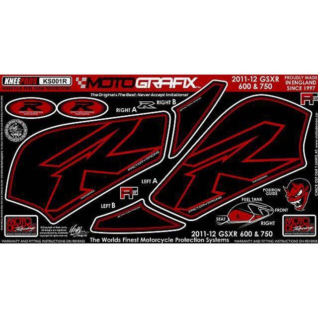 モトグラフィックス ボディパッド Knee スズキ GSX-R600/750 タイプ KS001R MT-KS001R