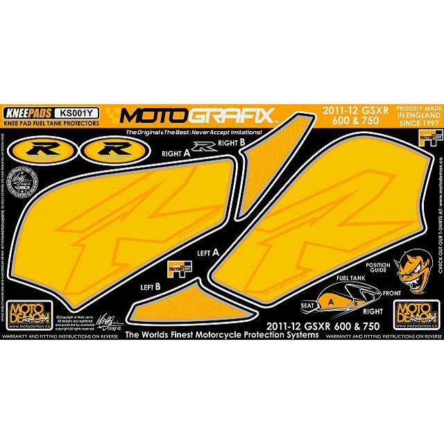 モトグラフィックス ボディパッド Knee スズキ GSX-R600/750 タイプ KS001Y MT-KS001Y