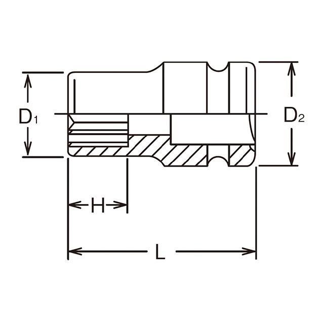 モトメガネ 楽天市場店のコーケン 14406M-18 1/2SQ インパクト12角ソケット 薄肉タイプ 18mm 14406M-18｜アングル2