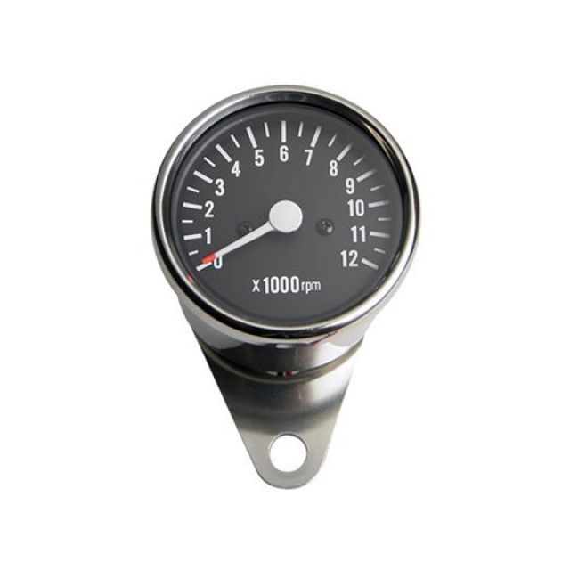 グッズ 機械式タコメーター φ60mm ブラックパネル 1：5 汎用 58-43624