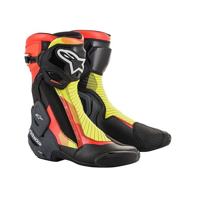 Alpinestars SMX プラス v2ブーツ（ブラック/レッドフロー/イエローフロー/グレー） サイズ：42 アルパインスターズ レーシングブーツ バイク