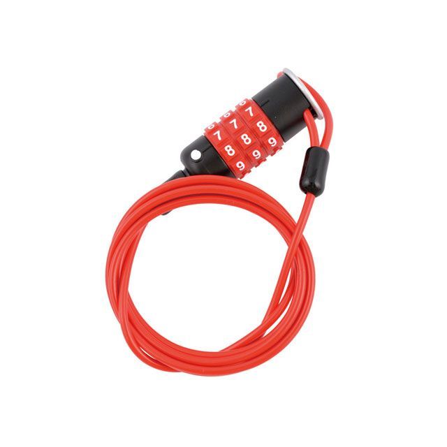 ノグチ（自転車） ダイヤル式ワイヤーロック（JY-172P）φ3mm×1200mm 暗証番号変更可能（レッド）
