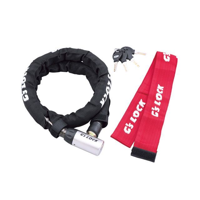 ゴリン（自転車） ワイヤーロック（GS5-1200）φ24mm×1200mm 布カバー2枚付属（ブラック、レッド）