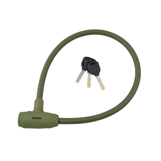 ゴリン（自転車） ワイヤーロック（G-227W）φ12mm×600mm ディンプルキー採用（カーキ）