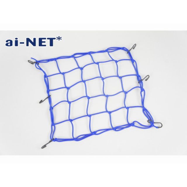 ●メーカー名：アイネット / ai-net●商品名：ツーリングネット40cm×40cm●カラー：ブルー・カラー：レッドはこちら・カラー：ブラックはこちら●メーカー品番：35197●JANコード：4571460856835商品の保証は、メーカー保証書の内容に準じます。●サイズLサイズ（40cm×40cm）●適合車種汎用●備考マス目は5マスの正方形寸法サイズからして十分なマス目です。ゴム伸縮率は約200％、約80cmX80cmまで対応でき安定した積載が可能となります。フックには強度のあるスチールを採用し、細身の為狭い箇所へのフックがけも安心です。また本体及び先端部には樹脂によるコーティングとカバーで車体を傷つけないよう保護されています。