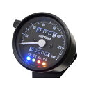 デイトナ バイク用 機械式スピードメーター φ60 ホワイトLED照明 140km/h ブラックボディ ブラックパネル インジケーター付き 15626 汎用 15626