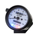 デイトナ バイク用 機械式スピードメーター φ60 ホワイトLED照明 140km/h ブラックボディ ホワイトパネル インジケーター付き 15628 汎用 15628