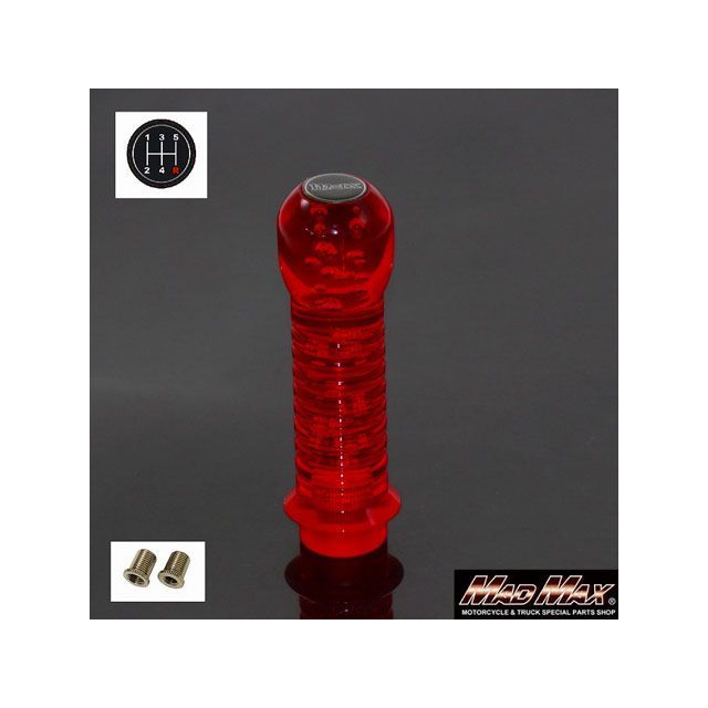 マッドマックス DENMA 改 シフトノブ 泡 150mm 変換アダプター付き レッド いすゞ 三菱 軽トラ マツダ タイタンダッシュ 用 MM75-39439-RD