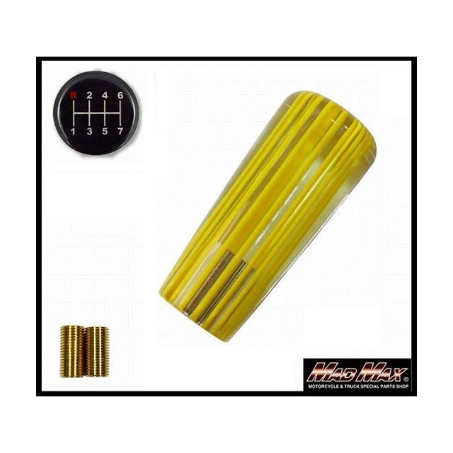 【正規品】マッドマックス レトロ ストライプシフトノブ 100mm イエローライン ふそう スーパーグレート日野 プロフィア いすゞ UD 久遠 クオン用 MM75-10110-YE