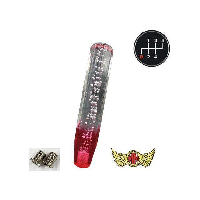 【正規品】マッドマックス クリスタルシフトノブ 泡 250mm クリア/レッド 変換アダプター付き ふそう ブルーテックキャンター 用 MM75-26626-CLR
