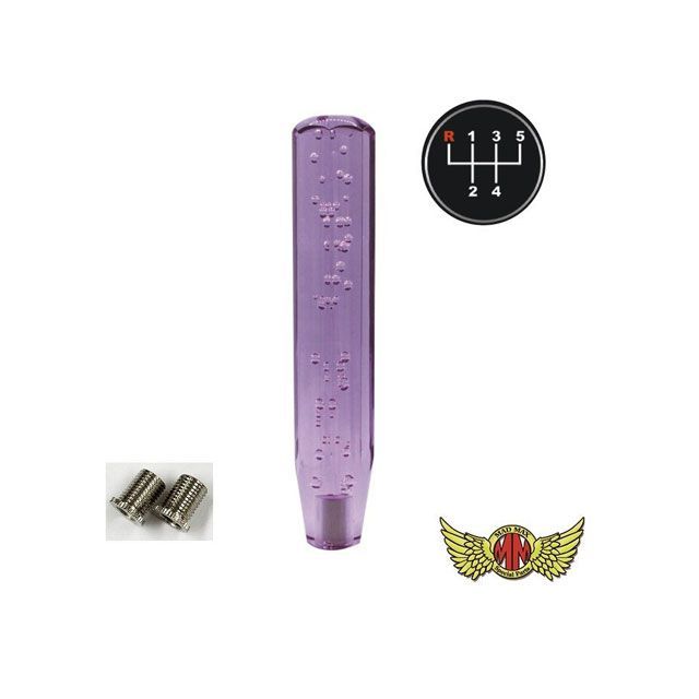 【正規品】マッドマックス クリスタルシフトノブ 泡 250mm パープル 変換アダプター付き いすゞ 07エルフ用 MM75-26726-PU