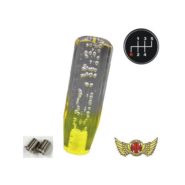 【正規品】マッドマックス クリスタルシフトノブ 泡 150mm クリア/イエロー 変換アダプター付き ふそう ブルーテックキャンター 用 MM75-3603-CLY