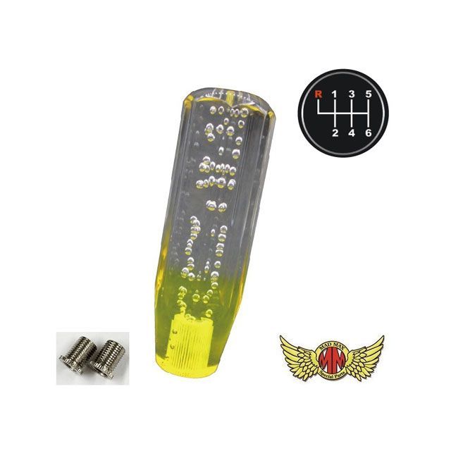 【正規品】マッドマックス クリスタルシフトノブ 泡 150mm クリア/イエロー 変換アダプター付き UD ビックサム UD ファインコンドル用 MM75-3803-CLY