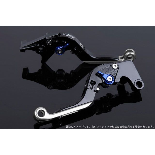 SPEEDRA アジャストレバー 可倒延長式（レバー本体カラー：ブラック） ハイパーモタード939 SP スクランブラーカフェレーサー アジャスターカラー ブルー エクステンションカラー シルバー LVGG080BK-BESR