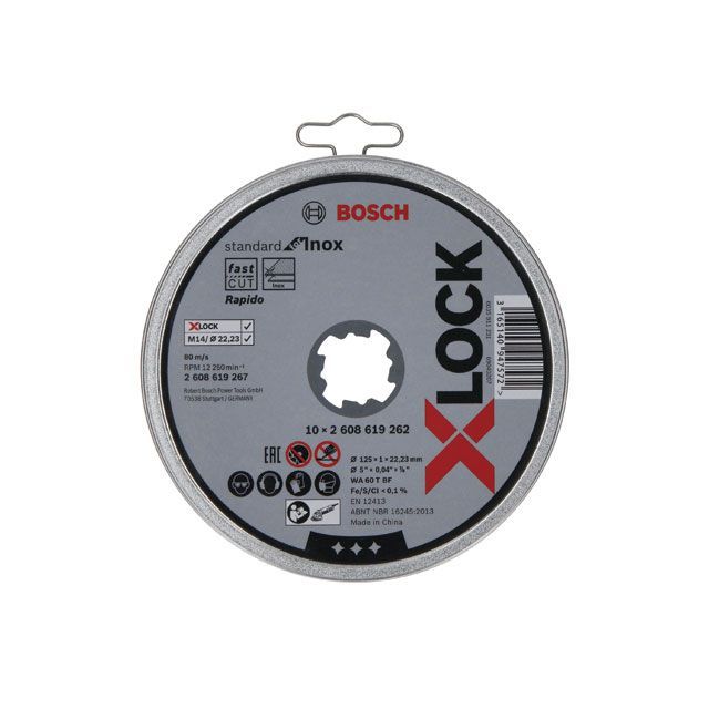 BOSCH 2608619267 X-LOCK 切断砥石 スタンダード ステンレス用10枚入 外径125mm 1.0mm 2608619267 ボッシュ 作業場工具 バイク 車 自動車 自転車