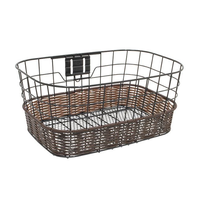 PALMY（自転車） TB-29 籐風丸型ワイヤーバスケット（ブラック/ダークブラウン） TB-29