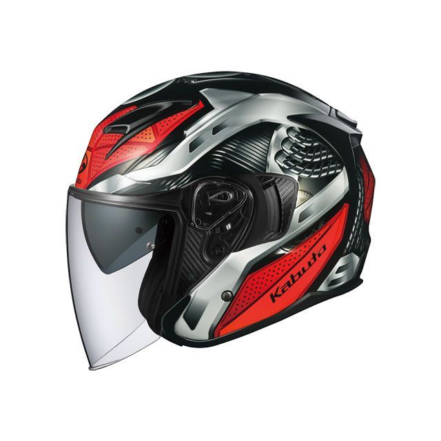 OGK KABUTO EXCEED SPARK（エクシード スパーク） ブラック/レッド サイズ：L/59-60cm オージーケーカブト ジェットヘルメット バイク