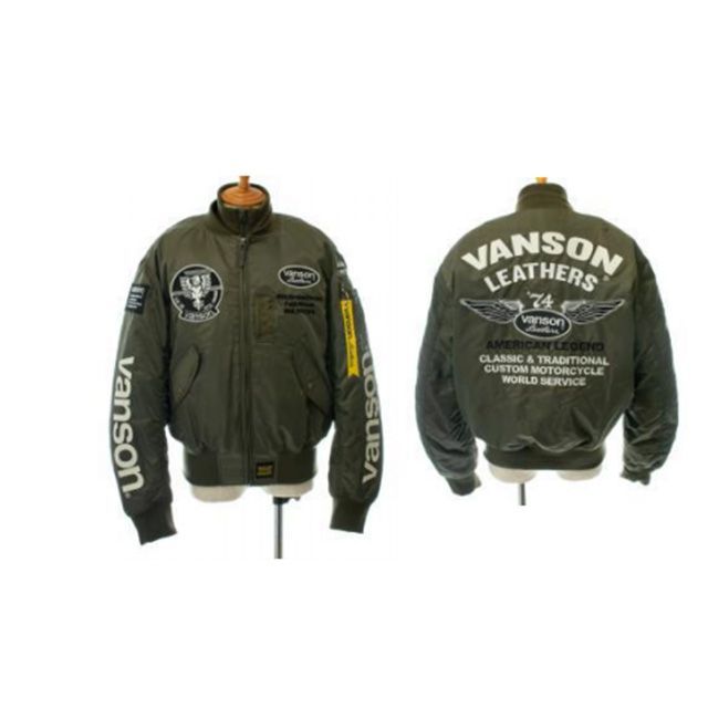 VANSON 2021-2022秋冬モデル VS21103W MA-1ジャケット（カーキ/ホワイト） サイズ：3XL VS21103W バンソン ジャケット バイク