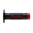 正規品／ariete VULCAN OFF ROAD GRIPS（ブラック＋レッドロゴ） 115mm ・02643-RN アリート グリップ関連パーツ バイク 汎用