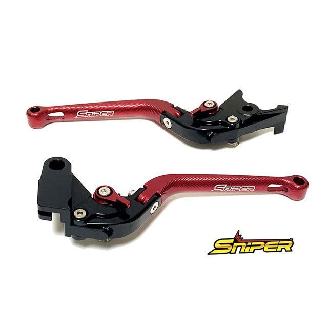 SNIPER レブル250 CB400SF NSR250R RVF400 CBR400RR 6段階アジャスター 可倒式 クラッチレバー＆ブレーキレバー 赤 SP0125R スナイパー レバー バイク